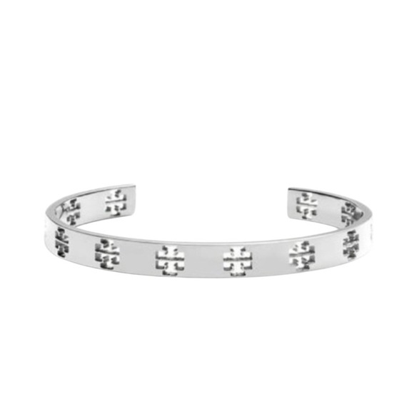 NEW Tory Burch Silver Pierced T Cuff Bracelet - Picture 4 of 9